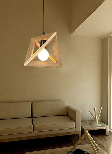 Asiatischer Stil zeitgenössischer Anhänger leichter hölzerne Stativ Kronleuchter Eisenlampenkörper für Schlafzimmer