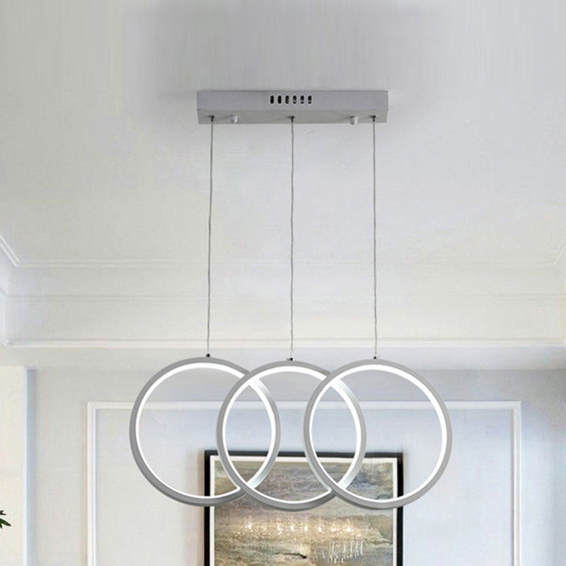 Kreise Esszimmer hängende Anhänger leichte Metall LED Einfachheit Deckenheizlicht in Weiß