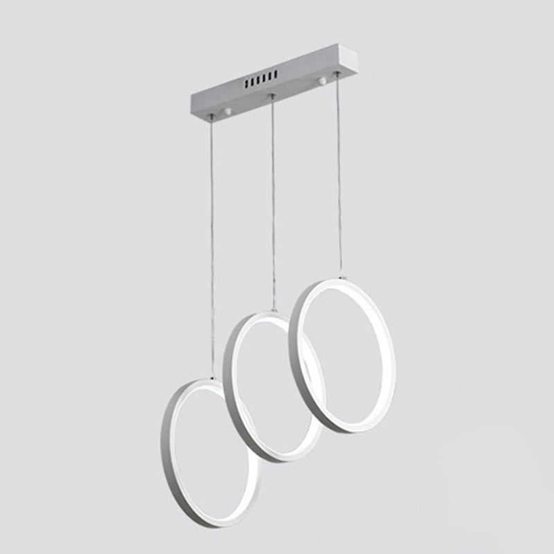 Kreise Esszimmer hängende Anhänger leichte Metall LED Einfachheit Deckenheizlicht in Weiß