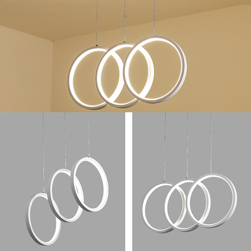 Kreise Esszimmer hängende Anhänger leichte Metall LED Einfachheit Deckenheizlicht in Weiß