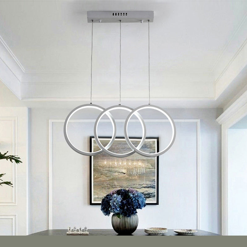 Kreise Esszimmer hängende Anhänger leichte Metall LED Einfachheit Deckenheizlicht in Weiß
