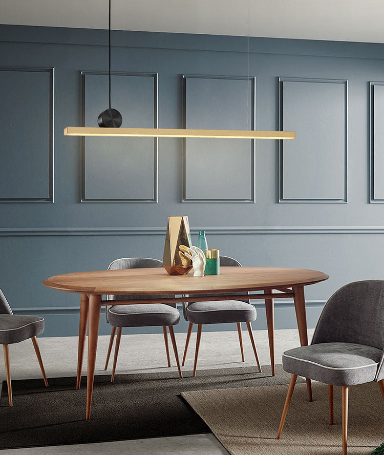 Simplicidad de latón Línea recta Led Island Light Nordic Style Cocina Bar de iluminación de iluminación en luz cálida