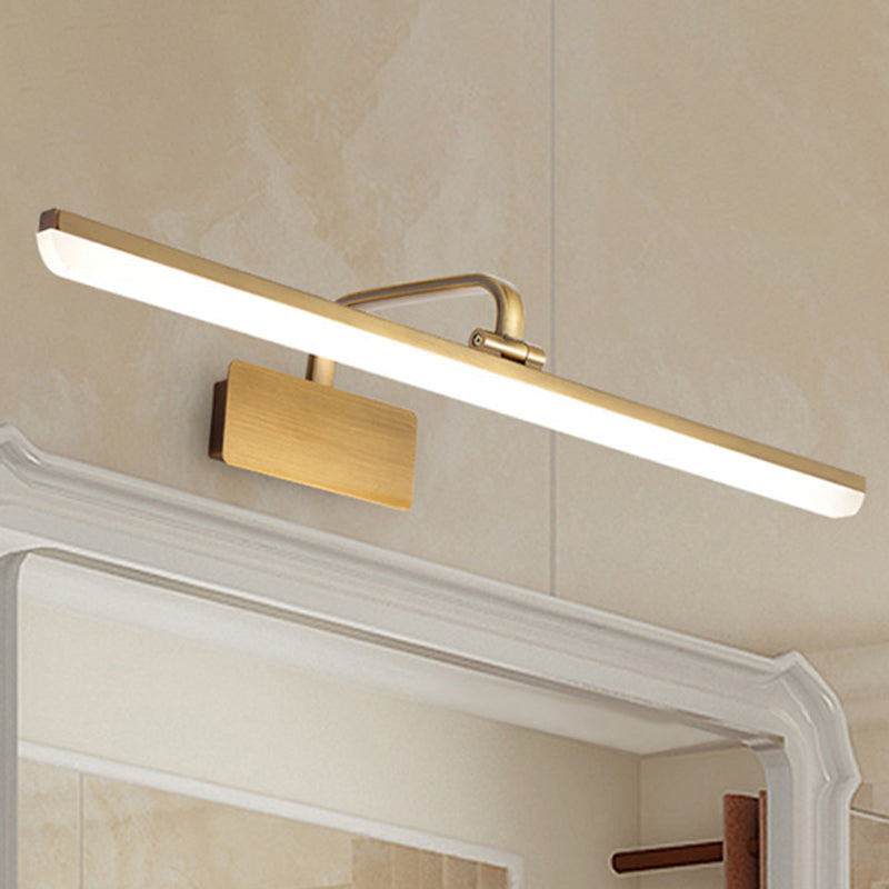 Waterdichte lineaire LED -wandlichtmetaal Modern Minimalisme Brass Vanity Neutraal Light voor kleedkamer