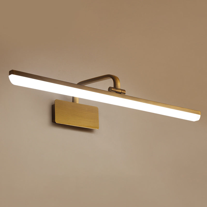 Waterdichte lineaire LED -wandlichtmetaal Modern Minimalisme Brass Vanity Neutraal Light voor kleedkamer