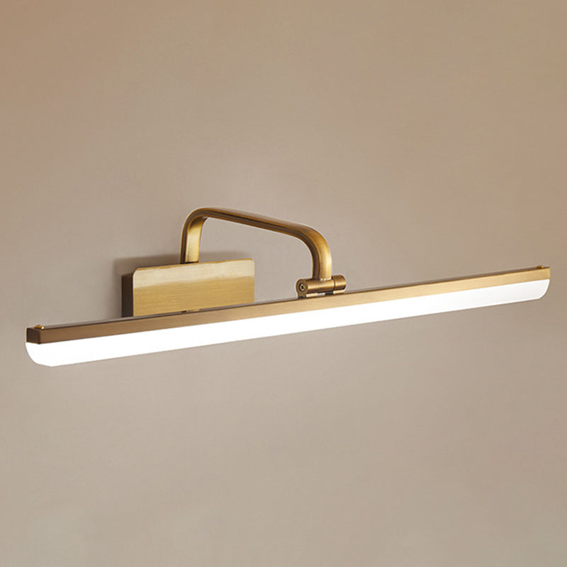 Waterdichte lineaire LED -wandlichtmetaal Modern Minimalisme Brass Vanity Neutraal Light voor kleedkamer