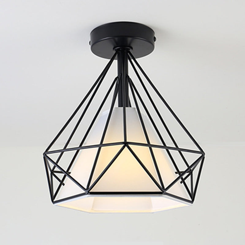 Cage Metal Ceiling Mount Light Fixture Industrial 1 Light Ceiling Lighting
