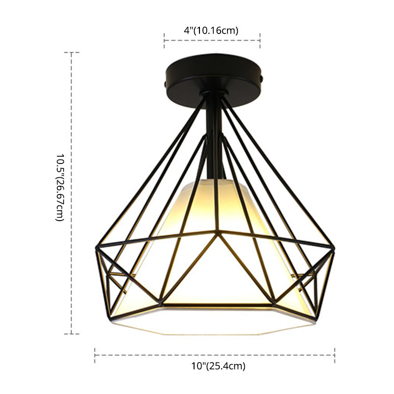 Cage Metal Ceiling Mount Light Fixture Industrial 1 Light Ceiling Lighting
