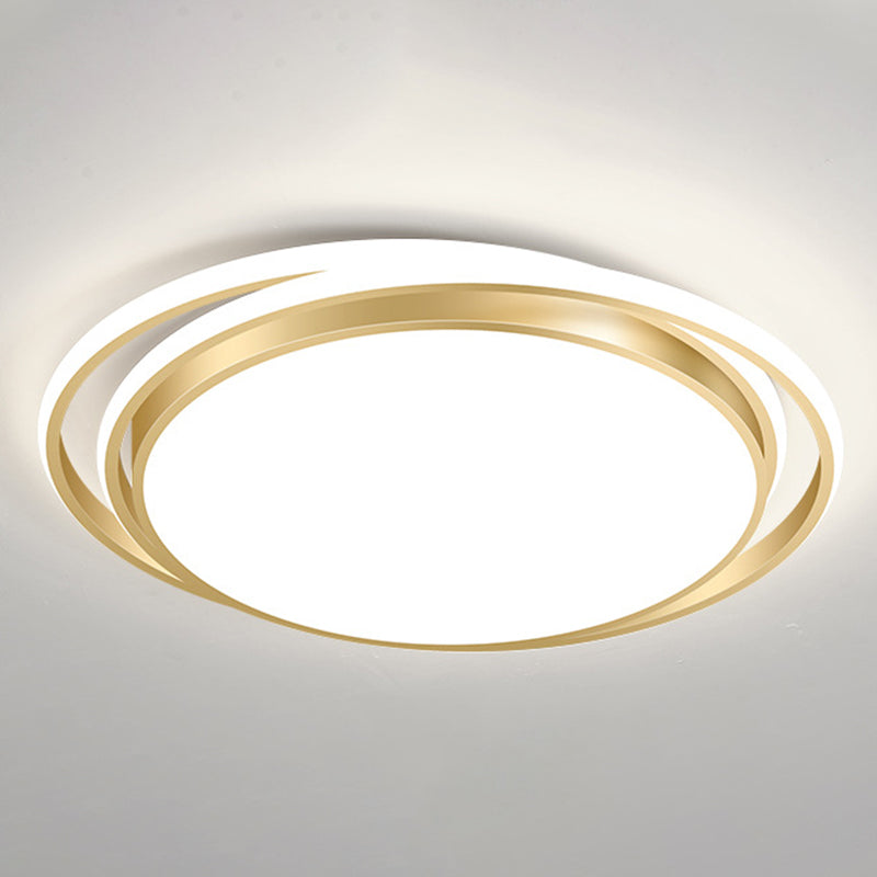 Plafonnier LED circulaire doré, moderne et minimaliste, en métal, pour salon, plafond