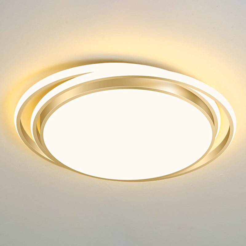 Luz LED circular dorada de montaje empotrado, montaje empotrado de techo de metal minimalista moderno para sala de estar