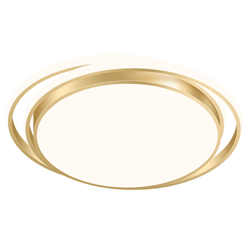 Luz LED circular dorada de montaje empotrado, montaje empotrado de techo de metal minimalista moderno para sala de estar
