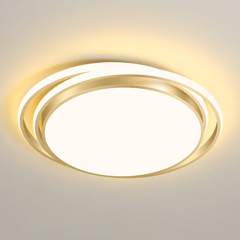 Luz LED circular dorada de montaje empotrado, montaje empotrado de techo de metal minimalista moderno para sala de estar