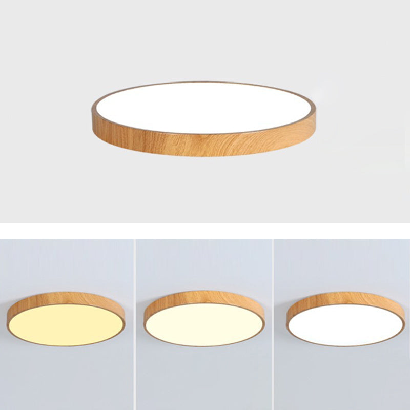 Modern Circular Flush Mount Ceiling Fixture Wood Flush Light