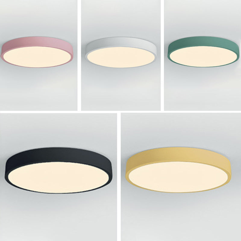 Nordic macaron LED plafonnier rond acrylique abat - jour chambre en fonte bordure