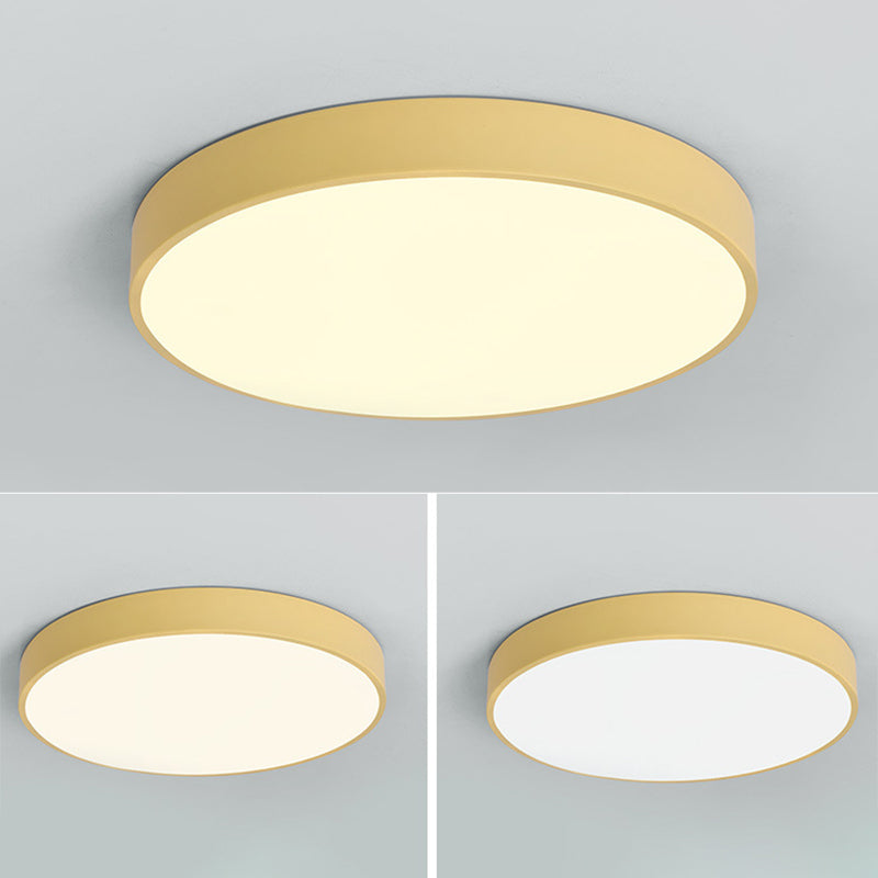 Nordic macaron LED plafonnier rond acrylique abat - jour chambre en fonte bordure