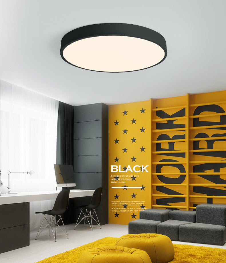 Nordic macaron LED plafonnier rond acrylique abat - jour chambre en fonte bordure