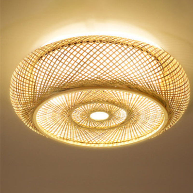Japanese Style Ceiling Lamp Chandelier Bamboo Woven Lamp 1 Head Living Room Dining Room Ceiling Lighting