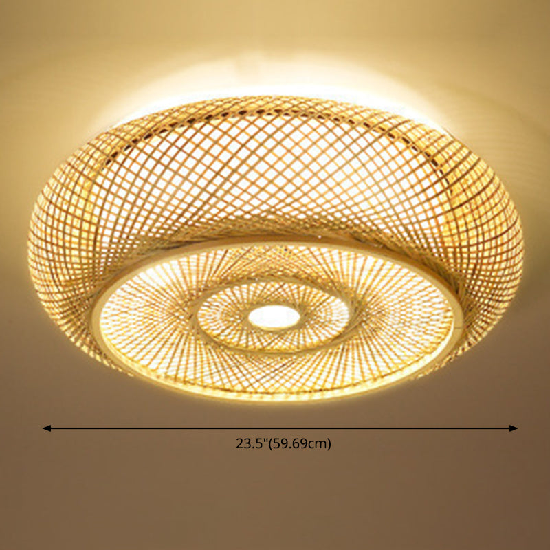 Japanese Style Ceiling Lamp Chandelier Bamboo Woven Lamp 1 Head Living Room Dining Room Ceiling Lighting