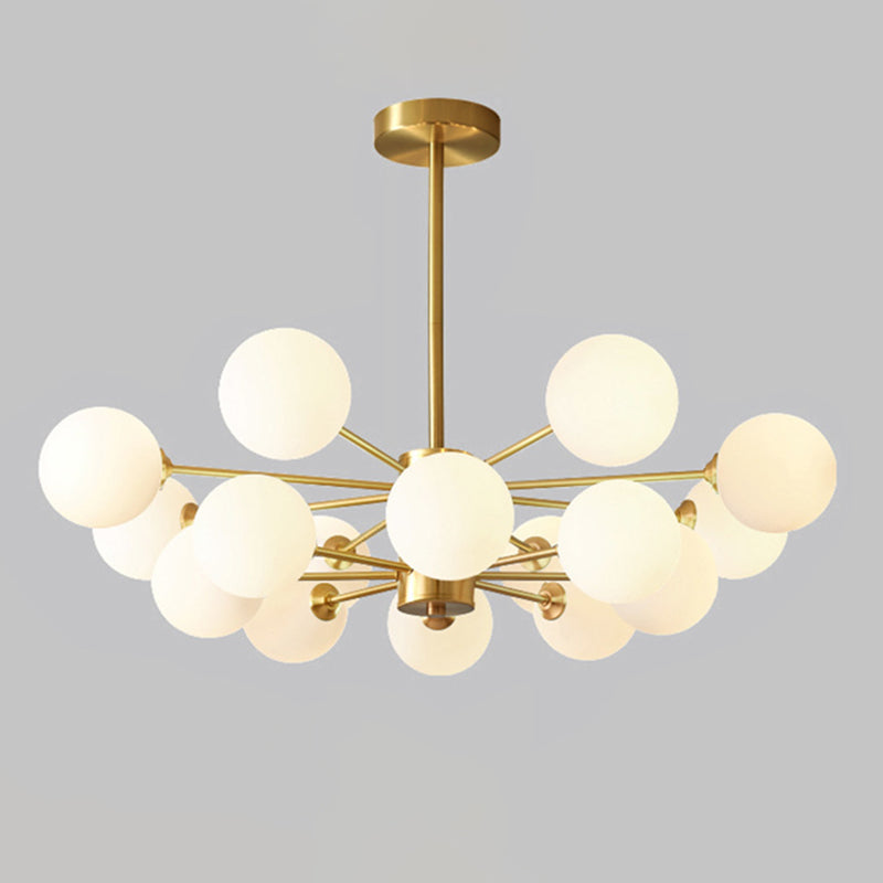 Post-Modern Metal Hanging Chandelier Light Glass Shade Ceiling Chandelier in Gold for Living Room
