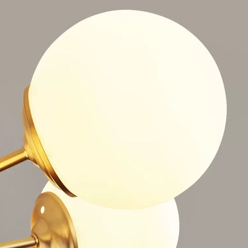 Post-Modern Metal Hanging Chandelier Light Glass Shade Ceiling Chandelier in Gold for Living Room