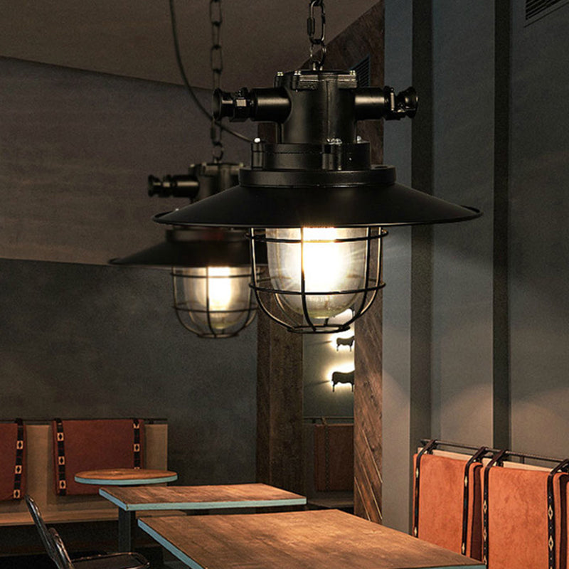 Black Shaded Pendant Light Fixture Loft Style Metal Restaurant Commercial Pendant Lighting