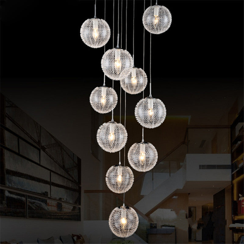 Chromball -Anhänger Leuchte moderne klare Glashängung Licht für Wendeltreppen