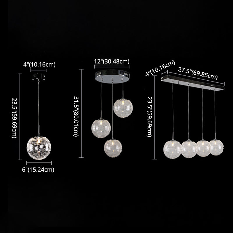 Chromball -Anhänger Leuchte moderne klare Glashängung Licht für Wendeltreppen