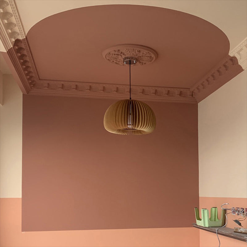 Luz de calabaza de madera beige estilo chino 1 lámpara de techo de mesa de comedor ligero