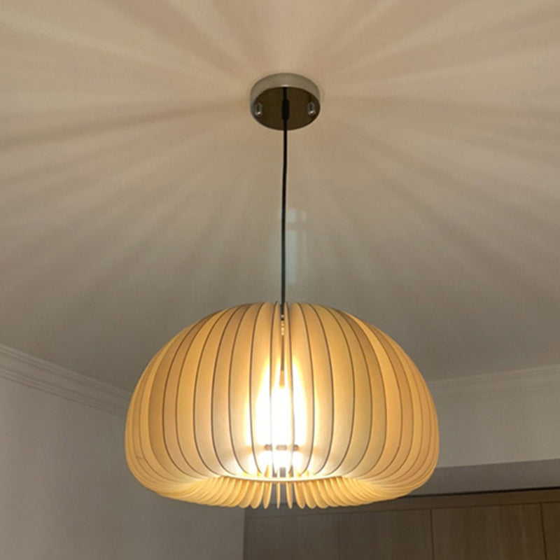 Beige houten pompoen hangende licht Chinese stijl 1 lichte eettafel plafond hanglamp