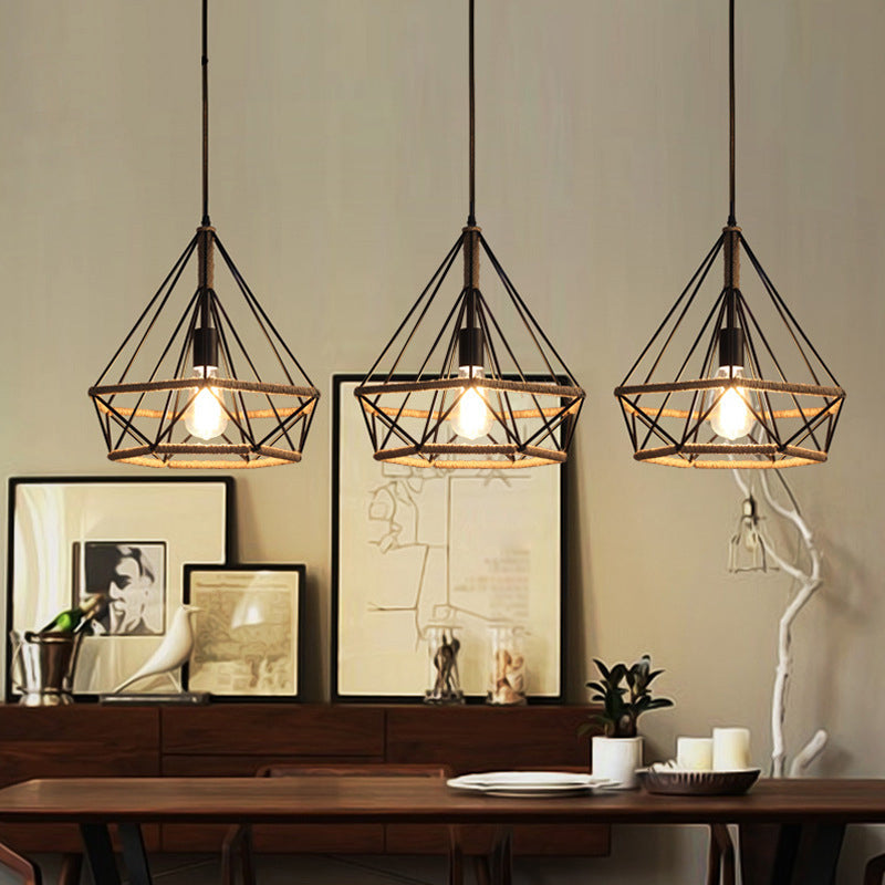 Lampadella in stile diamante in stile industriale retrò sala da pranzo in ferro battuto