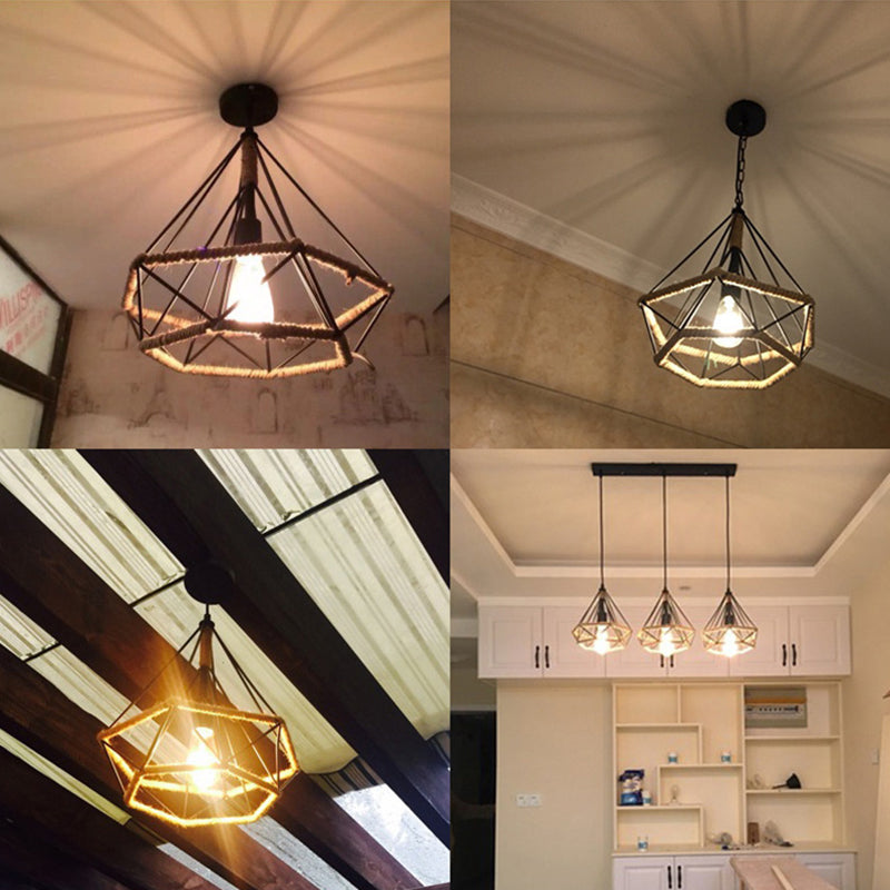 Lampadella in stile diamante in stile industriale retrò sala da pranzo in ferro battuto