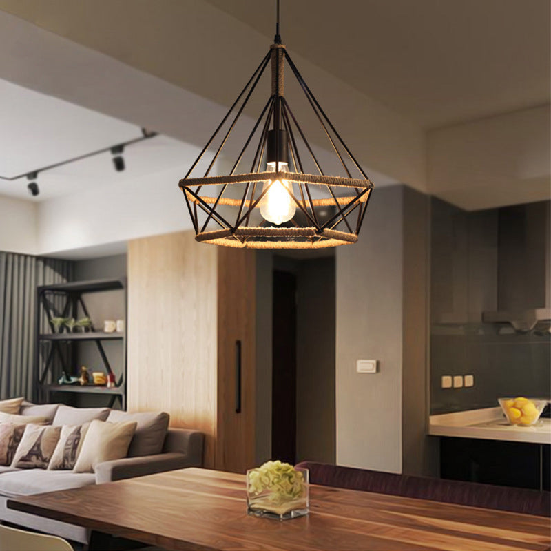 Lampadella in stile diamante in stile industriale retrò sala da pranzo in ferro battuto