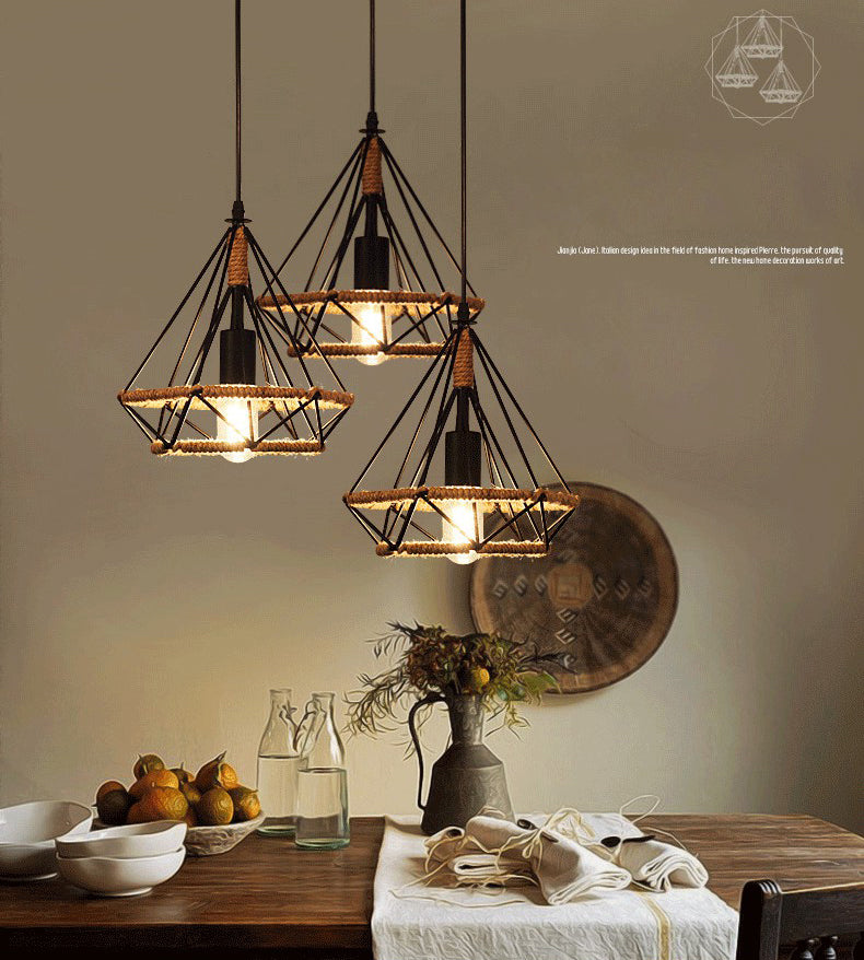 Lampadella in stile diamante in stile industriale retrò sala da pranzo in ferro battuto