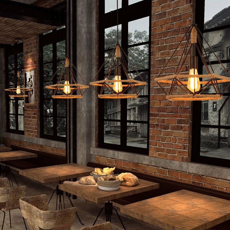 Lampadella in stile diamante in stile industriale retrò sala da pranzo in ferro battuto