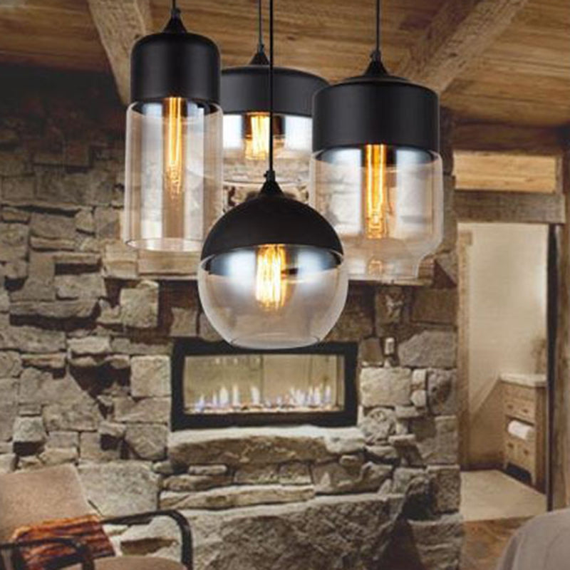 1 Light Hanging Light Fixtures Retro Industrial Style Glass Hanging Pendant Lights for Bar