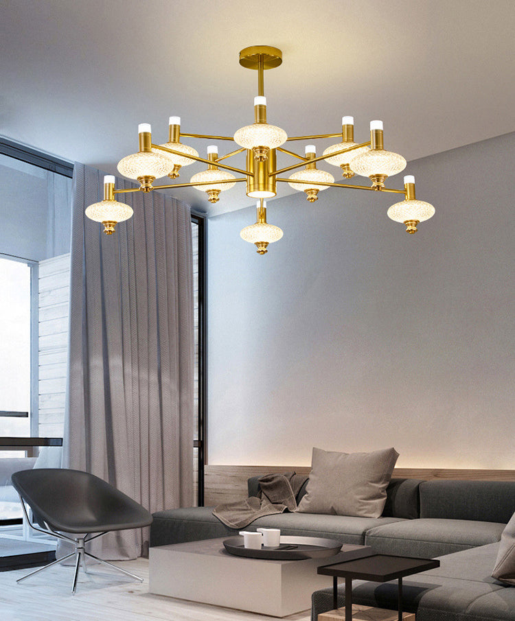 Metal Sputnik Candelier Minimalista Ligera Led con luz acrílica de cuentas