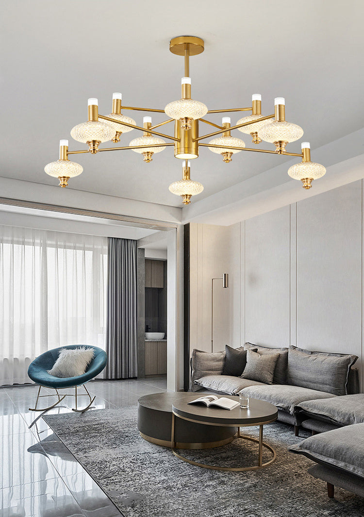 Metal Sputnik Candelier Minimalista Ligera Led con luz acrílica de cuentas