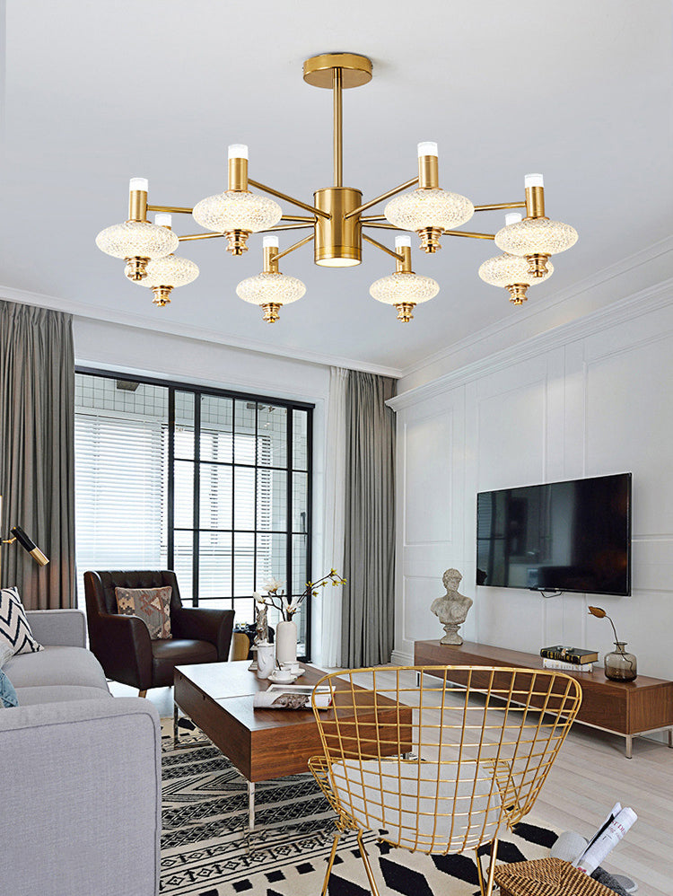 Metal Sputnik Candelier Minimalista Ligera Led con luz acrílica de cuentas