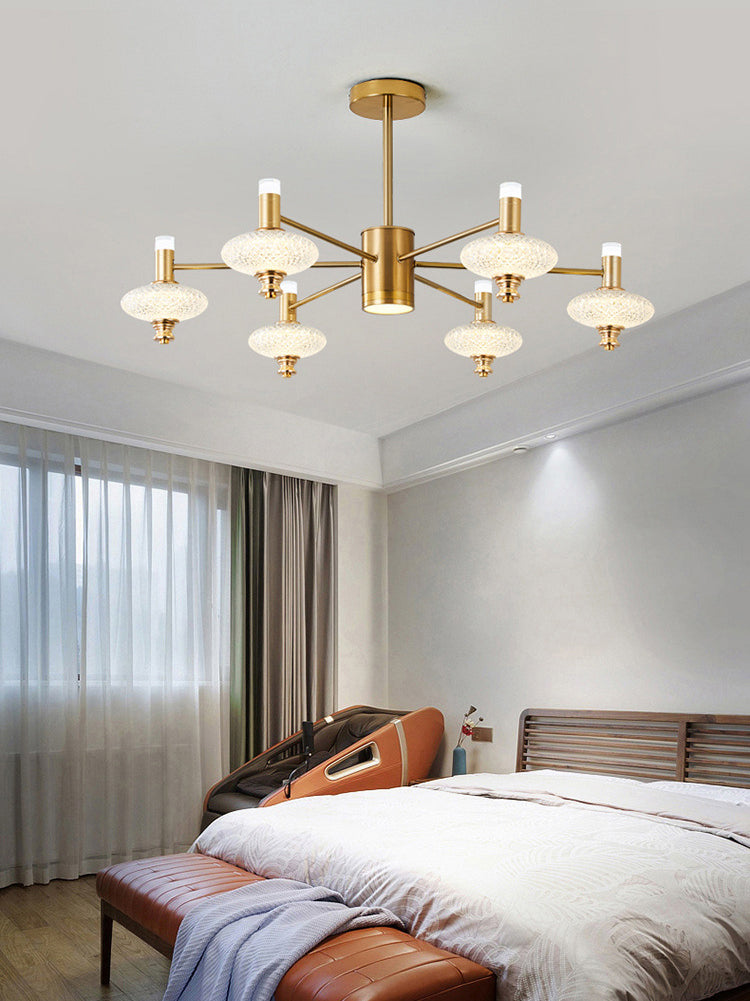 Metal Sputnik Candelier Minimalista Ligera Led con luz acrílica de cuentas