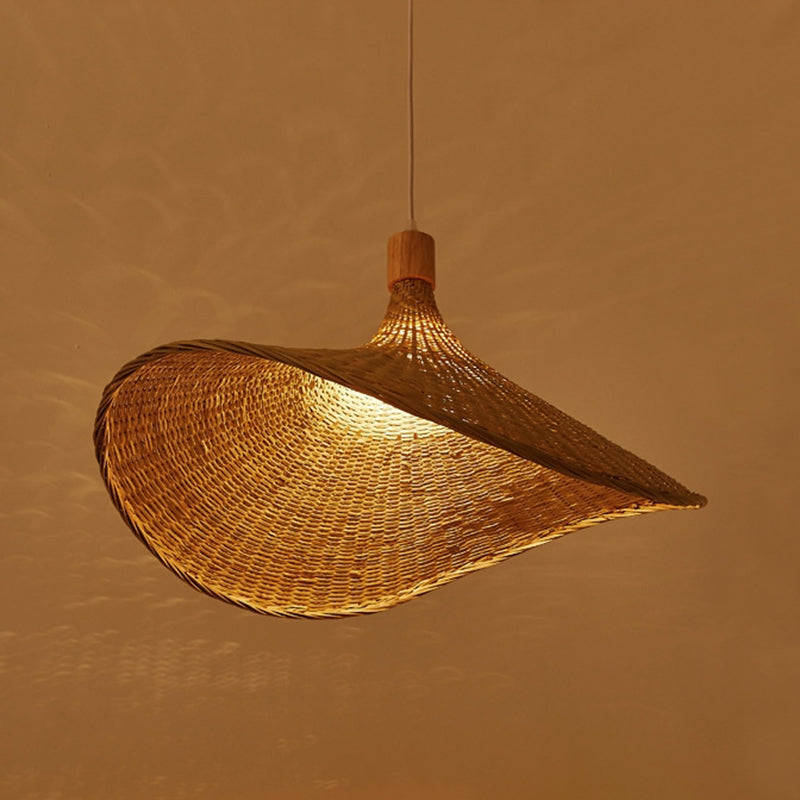 Modern Straw Hat Hanging Light Fixtures Rattan 1 Light Pendant Light