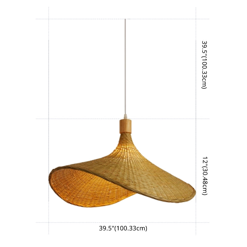 Modern Straw Hat Hanging Light Fixtures Rattan 1 Light Pendant Light