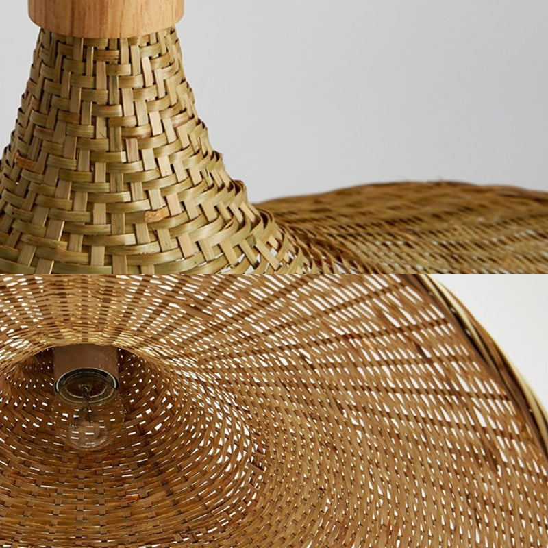 Modern Straw Hat Hanging Light Fixtures Rattan 1 Light Pendant Light