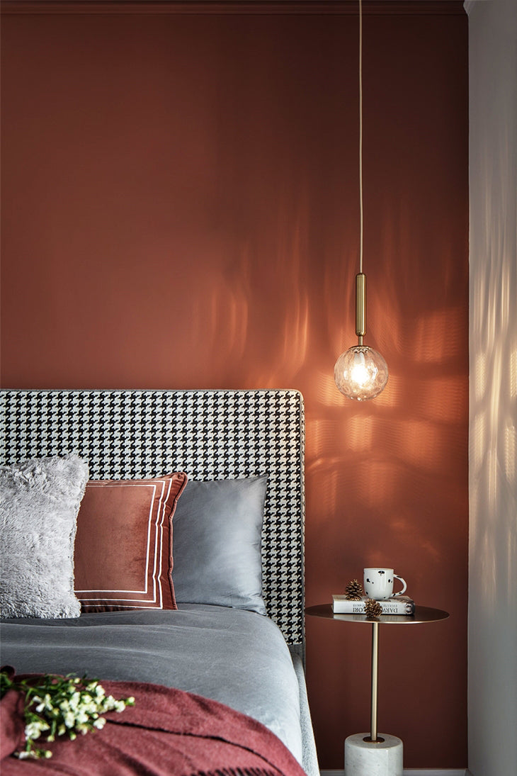 Mitte des Jahrhunderts Design Globe Hanging Lamp Glass Schatten 1 Licht Anhänger Licht für Schlafzimmer