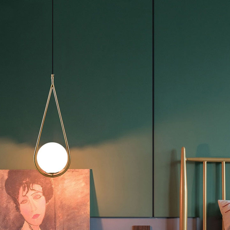 Lampada appesa sferica MODERNA MODERNA 1 Luce Sospensione Sospensione Luce a sospensione con anello di metallo a goccia