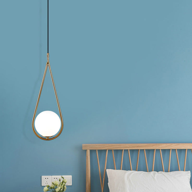 Lampada appesa sferica MODERNA MODERNA 1 Luce Sospensione Sospensione Luce a sospensione con anello di metallo a goccia