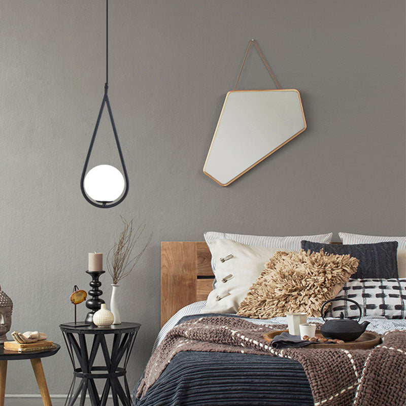 Lampada appesa sferica MODERNA MODERNA 1 Luce Sospensione Sospensione Luce a sospensione con anello di metallo a goccia