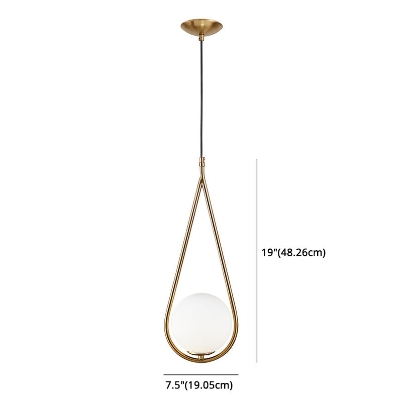 Lampada appesa sferica MODERNA MODERNA 1 Luce Sospensione Sospensione Luce a sospensione con anello di metallo a goccia