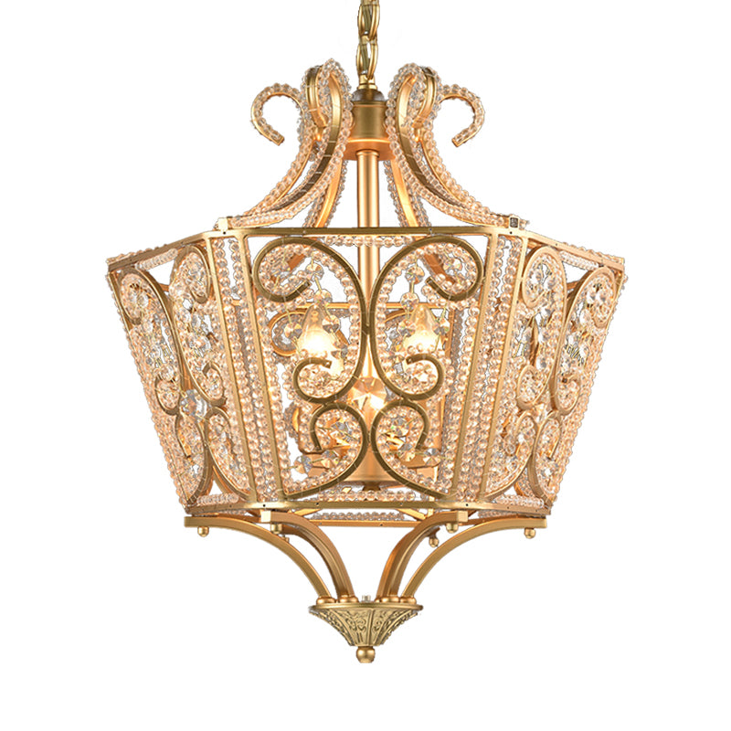Lámpara de araña de cuentas Cristal K9 4 Bulbos Sala de estar Luz de lámpara en negro/dorado