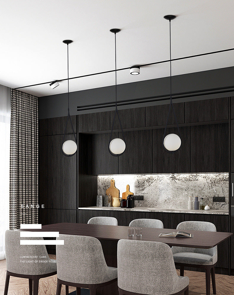 Lampada appesa sferica MODERNA MODERNA 1 Luce Sospensione Sospensione Luce a sospensione con anello di metallo a goccia