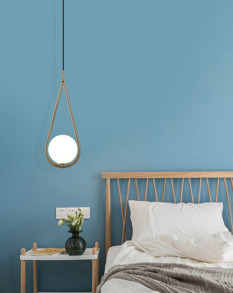 Lampada appesa sferica MODERNA MODERNA 1 Luce Sospensione Sospensione Luce a sospensione con anello di metallo a goccia