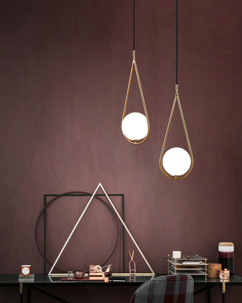 Lampada appesa sferica MODERNA MODERNA 1 Luce Sospensione Sospensione Luce a sospensione con anello di metallo a goccia